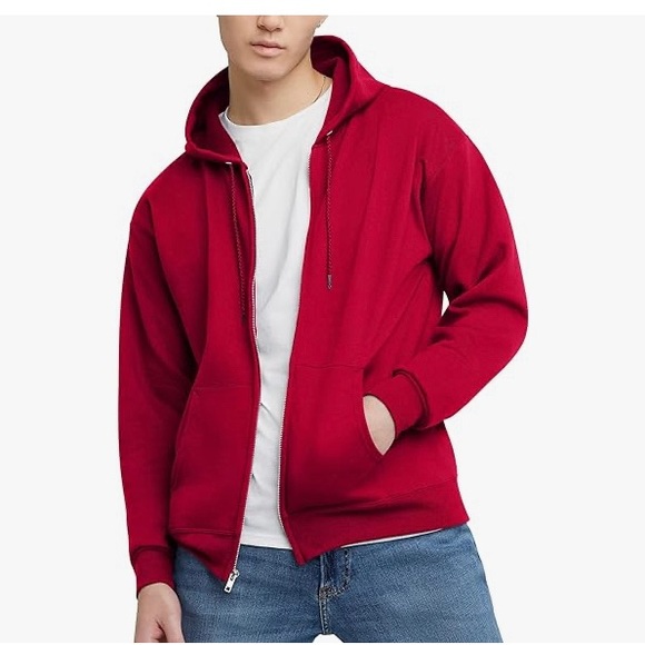 Hanes Men’s Full-Zip EcoSmart Hoodie, Fleece Hooded Sweatshirt with Zipper-NWT - Picture 2 of 7